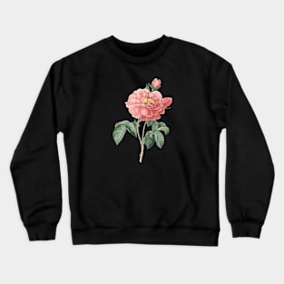 Pink Rose Flower Vintage Botanical Illustration Crewneck Sweatshirt